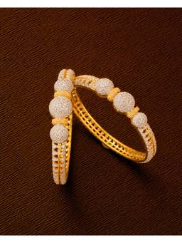 ZEVARLY - White Plated Cz Studded Bangles (Pack of 2)