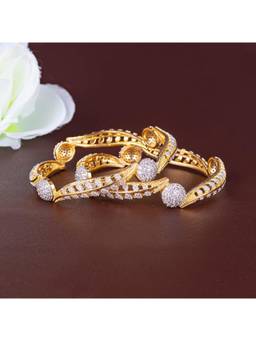 ZEVARLY - White Plated Cz Studded Bangles (Pack of 2)