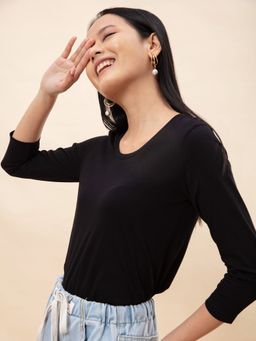 Twenty Dresses by Nykaa Fashion - XXD Basics Only The Basics Black T-Shirt