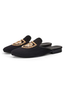 SHUTIQ - Cougar Black Lather Pointed Toe Mules