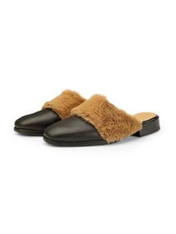 SHUTIQ - Heriz Coal Black Lather Pointed Toe Mules