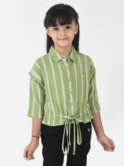 CRIMSOUNE CLUB - Girls Light Green Shirt With Tie-up Detail