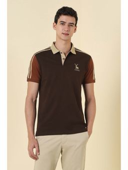 Allen Solly - Men Brown Colorblock Polo T-Shirt
