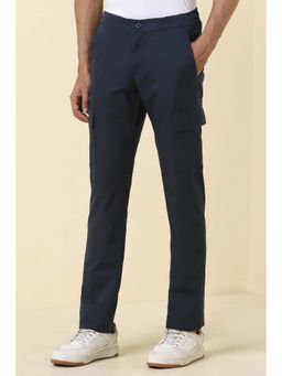 Allen Solly - Men Navy Blue Solid Casual Trouser