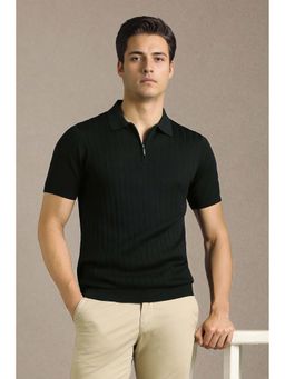 Louis Philippe - Men Black Textured Polo T-shirt