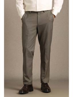 Louis Philippe - Men Brown Print Flat Front Formal Trouser