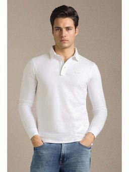 Louis Philippe - Men White Solid Polo T-shirt