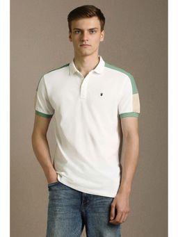 Louis Philippe - Men White Solid Polo T-shirt