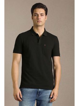 Louis Philippe - Men Black Solid Polo T-shirt