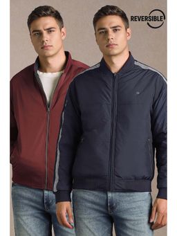 Louis Philippe - Men Casual Navy Blue Solid Jacket