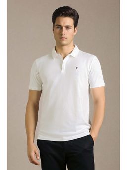 Louis Philippe - Men White Solid Polo T-shirt