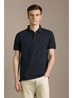 Louis Philippe - Men Navy Blue Solid Polo T-shirt