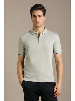 Louis Philippe - Men Grey Solid Polo T-shirt