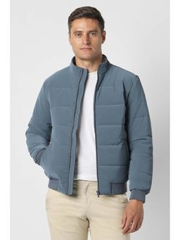 Peter England - Men Light Blue Solid Casual Jacket