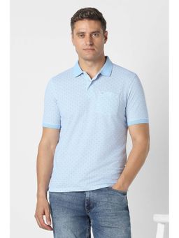 Peter England - Men Light Blue Print Polo T-shirt