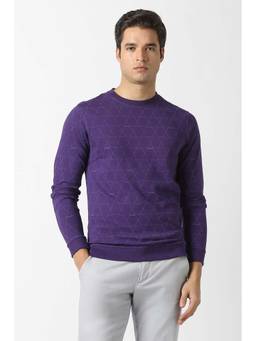 Van Heusen - Men Purple Print Crew Neck Sweatshirt