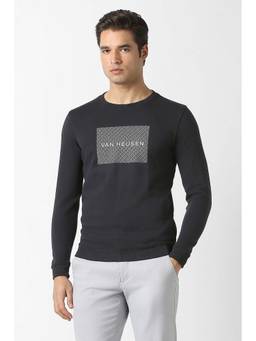 Van Heusen - Men Black Print Crew Neck Sweatshirt