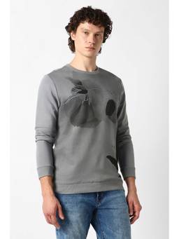 Van Heusen - Men Grey Print Crew Neck Sweatshirt