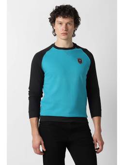 Van Heusen - Men Blue Colorblock Crew Neck Sweatshirt