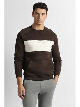 Van Heusen - Men Brown Colorblock Crew Neck Sweatshirt