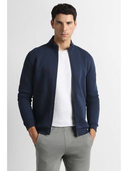 Van Heusen - Men Navy Blue Solid High Neck Jacket