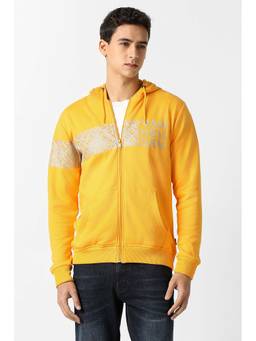 Van Heusen - Men Yellow Typography Hoodie