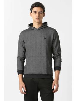 Van Heusen - Men Dark Grey Textured Hoodie