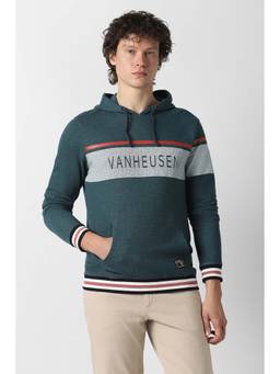 Van Heusen - Men Teal Textured Hoodie