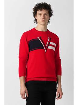 Van Heusen - Men Red Print Crew Neck Sweater