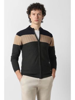 Van Heusen - Men Grey Patterned High Neck Sweater