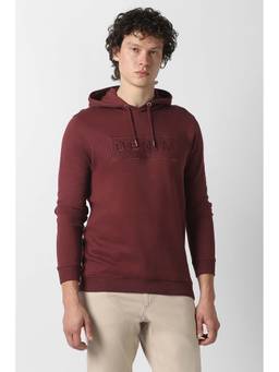 Van Heusen - Men Maroon Embroidered Hoodie
