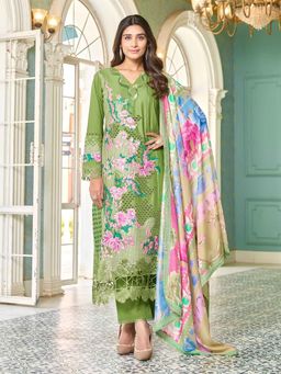 Autumnlane - Ayat Green Embroidery Pakistani Kurta with Pant and Dupatta (Set of 3)