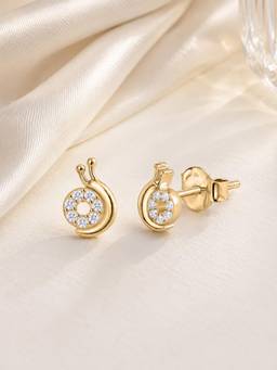 Ornate Jewels - 9K Yellow Gold 0.07 Carat Lab Grown Diamond Cute Snail Stud Earrings