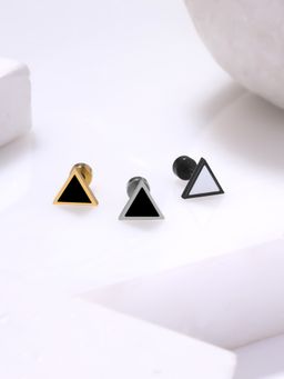 Yellow Chimes - Stainless Steel Stud Earrings For Men (Pack of 3)