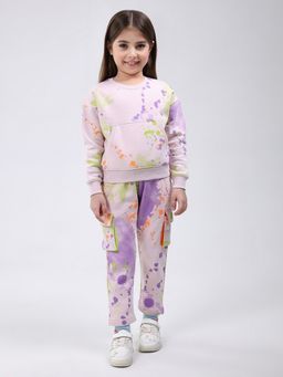 Monte Carlo - Girls Multi Color Full Sleeve Winter Sweatshirt with Trackpant