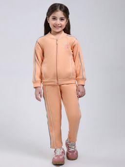 Monte Carlo - Girls Peach Full Sleeve Winter Jacket with Trackpant