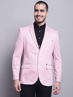 Cantabil - Mens Pink Textured Single Breasted Casual Blazer