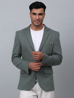 Cantabil - Mens Green Solid Single Breasted Casual Blazer