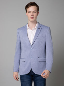 Cantabil - Mens Blue Self Design Single Breasted Casual Blazer