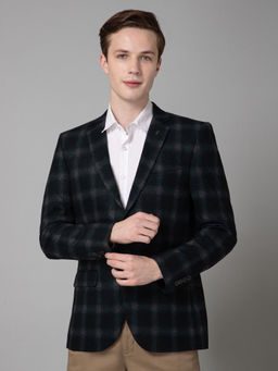Cantabil - Mens Green Checks Single Breasted Casual Blazer