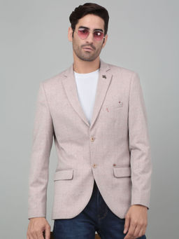 Cantabil - Mens Peach Checks Single Breasted Casual Blazer