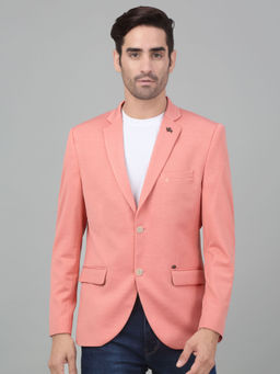 Cantabil - Mens Peach Self Design Single Breasted Casual Blazer