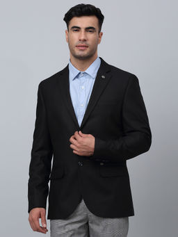 Cantabil - Mens Black Solid Single Breasted Formal Blazer