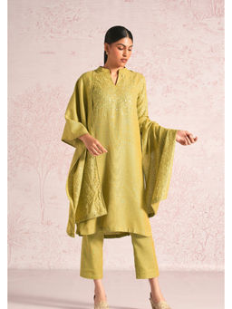 Kaveri - Women Green Embroidered Kurta with Pant and Dupatta