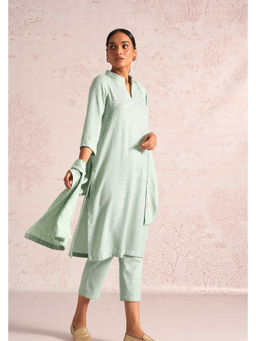 Kaveri - Women Green Embroidered Kurta with Pant