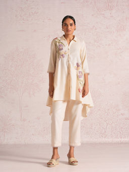 Kaveri - Women Cream Embroidered Kurta with Pant