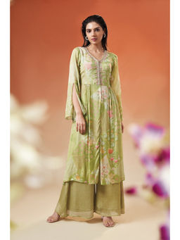 THREE-THREE - Geranium Green Kurta With Palazzo