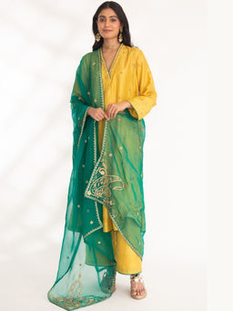 CHHAYA MEHROTRA - Iya Yellow Embroidered V-Neck Kurta Set