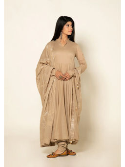 OMAANA - Dhara Paavni Beige Anarkali With Churidar And Dupatta