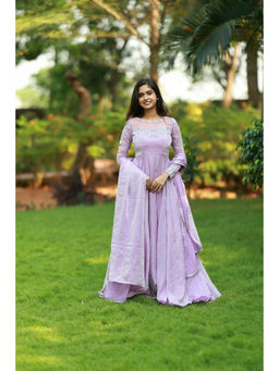 Fiorebymalar - Lavender Stone Embellished Leela Anarkali with Dupatta